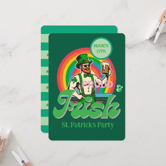 Invitation Fière et irlandaise St Patrick Custom LGBTQ+ (Devant/Arrière en situation)