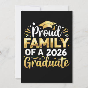 Invitation Fière famille d'un diplômé 2026 26 graduation or