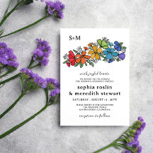 Fierté Fleurs arc-en-ciel Monogramme Mariage LGBT