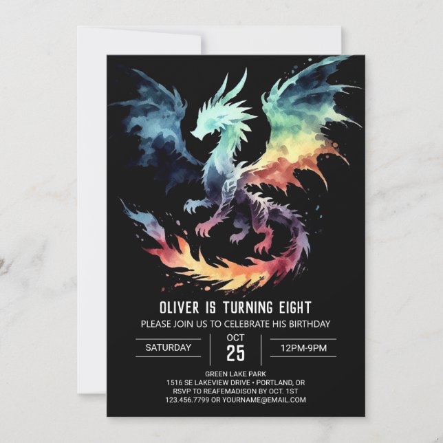 Invitation Fiery Dragon Anniversaire Custom (Devant)
