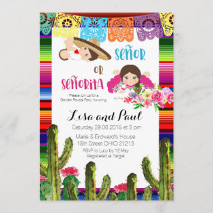 Invitation Fiesta Baby shower mexicain de révélation de genre