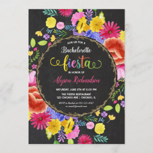 Invitation Fiesta Bachelorette Party, thème mexicain floral