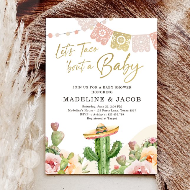 Invitation Fiesta Cactus Aquarelle Bébé Couples Douche Invit (Créateur téléchargé)