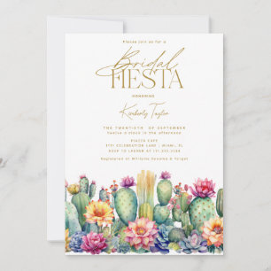 Invitation Fiesta Cactus Aquarelle Fête des mariées florale