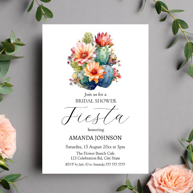 Invitation Fiesta Cactus Floral Bridal (Créateur téléchargé)
