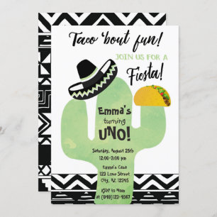 Invitation Fiesta Cactus Taco "À propos Fun Anniversaire