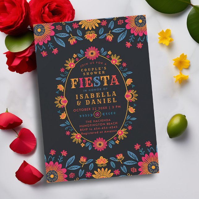 Invitation Fiesta Coed mexicain Rancho Mariage Couple Douche (rancho mexican wedding couple shower invitation fiesta hacienda watercolor flowers elegant jack jill)
