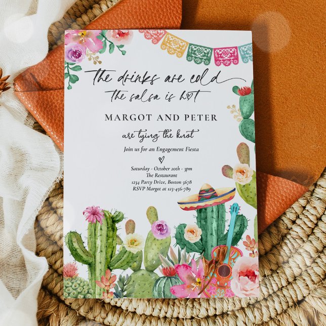 Invitation Fiesta Couples Fiançailles Fiesta Cactus mexicain (Créateur téléchargé)