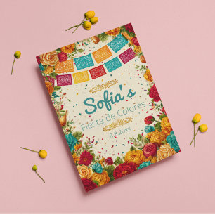 Invitation Fiesta de Colores Quinceanera, sur mesure