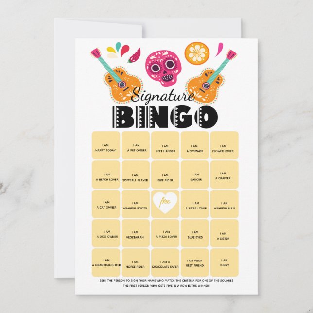 Invitation Fiesta de fête d'anniversaire de jeu de bingo-test (Devant)