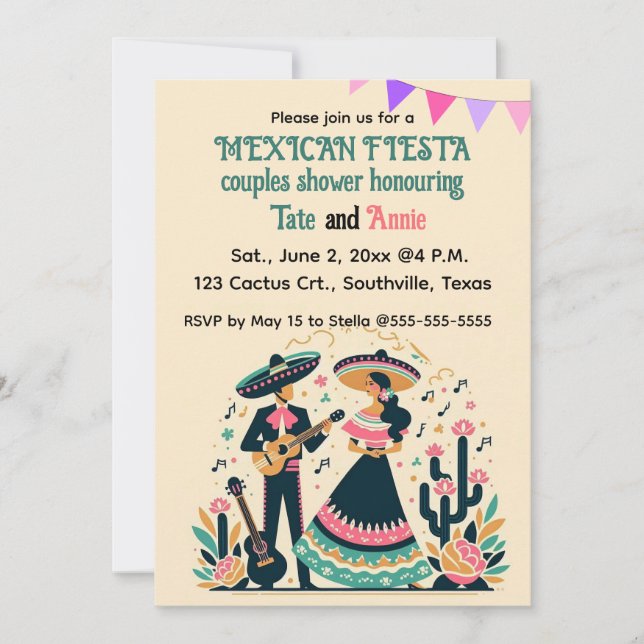 Invitation Fiesta Douche Couples Modifiable (Devant)