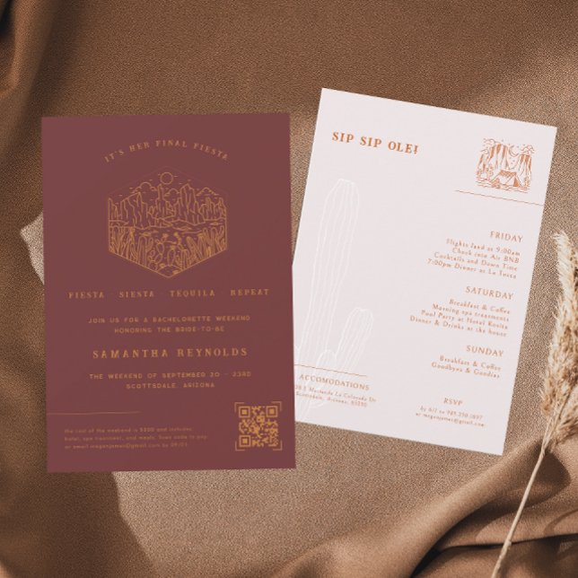 Invitation Fiesta du désert minimal | Fin de semaine de bache (Créateur téléchargé)