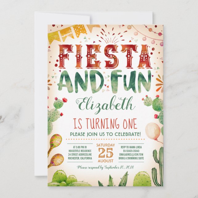 Invitation Fiesta et Amusement | Fête d'anniversaire d'été (Devant)