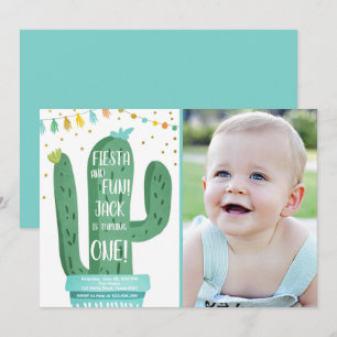 Invitation Fiesta et Fun Boy Blue Cactus 1er Anniversaire