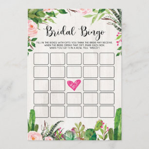 Invitation Fiesta Fête des mariées Jeu Cactus Rose Floral Car