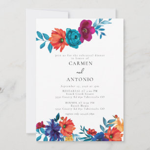 Invitation Fiesta Fleurs mexicaines Dîner de répétition