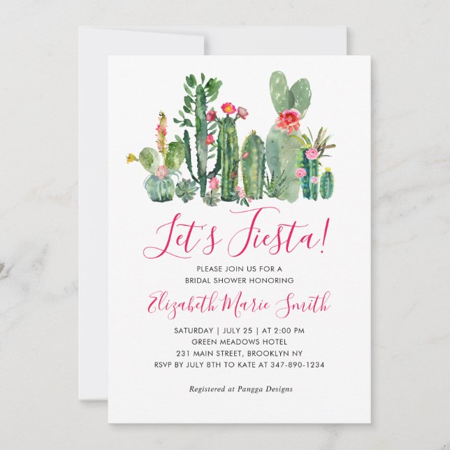 Invitation Fiesta Floral Cactus Fête des mariées succulente (Devant)