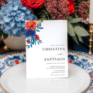 Invitation Fiesta Floral mexicain coloré QR Code Mariage