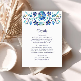 Invitation Fiesta Florale Bleu et Blanc Détails du Mariage