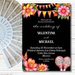 Invitation Fiesta florale colorée Mariage mexicain