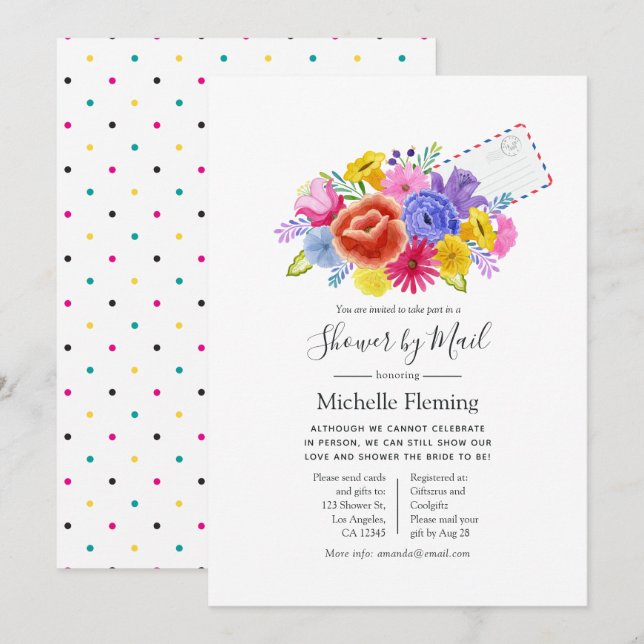 Invitation Fiesta florale Mariée ou Baby shower par la poste (Devant / Derrière)
