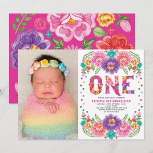 Invitation Fiesta florale mignonne Nacho 1er anniversaire en 