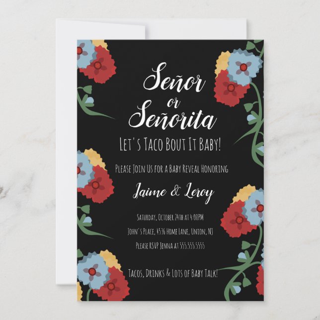 Invitation Fiesta Florals mexicains de la Fiesta de la révéla (Devant)