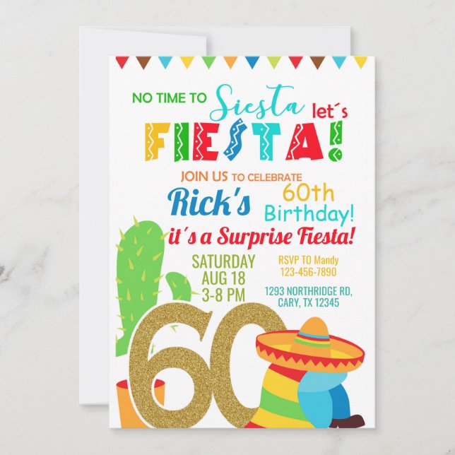 Invitation Fiesta homme / homme 60e anniversaire invitation.  (Devant)