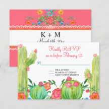 Fiesta Margarita Floral Cactus Mariage RSVP