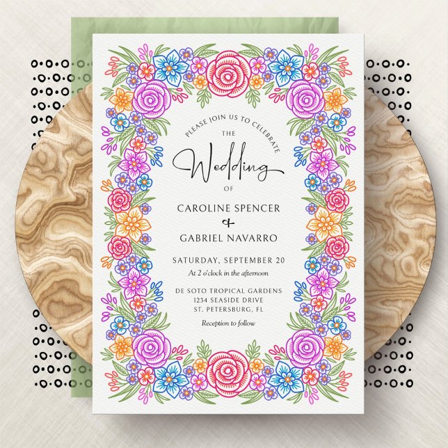 Invitation Fiesta Mariage Floral coloré mexicain (Créateur téléchargé)