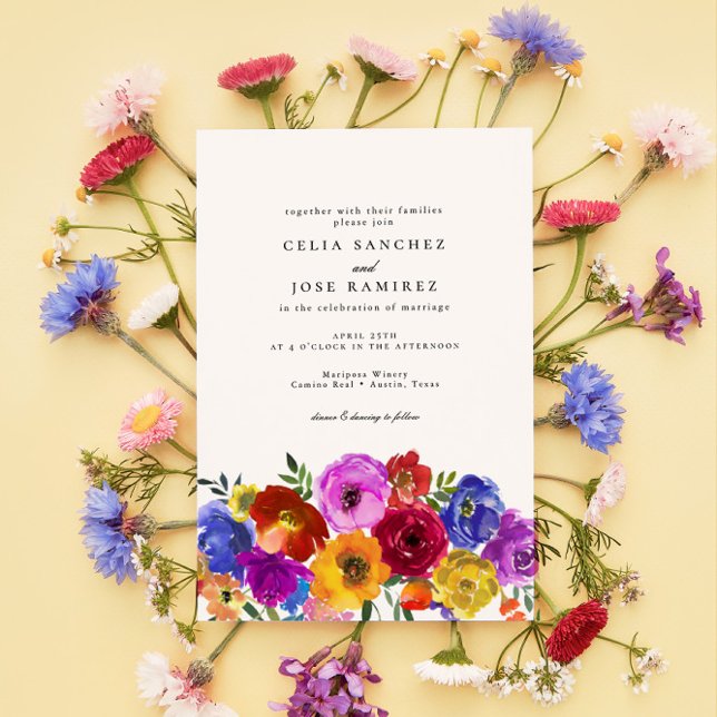 Invitation Fiesta Mariage Floral coloré mexicain (Créateur téléchargé)