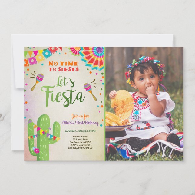 Invitation Fiesta Mexique Anniversaire Cactus (Devant)