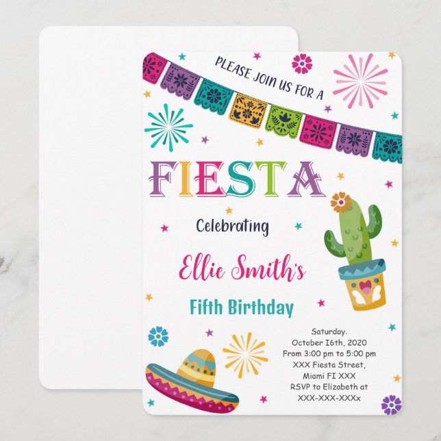 Invitation Fiesta modifiable (Devant / Derrière)