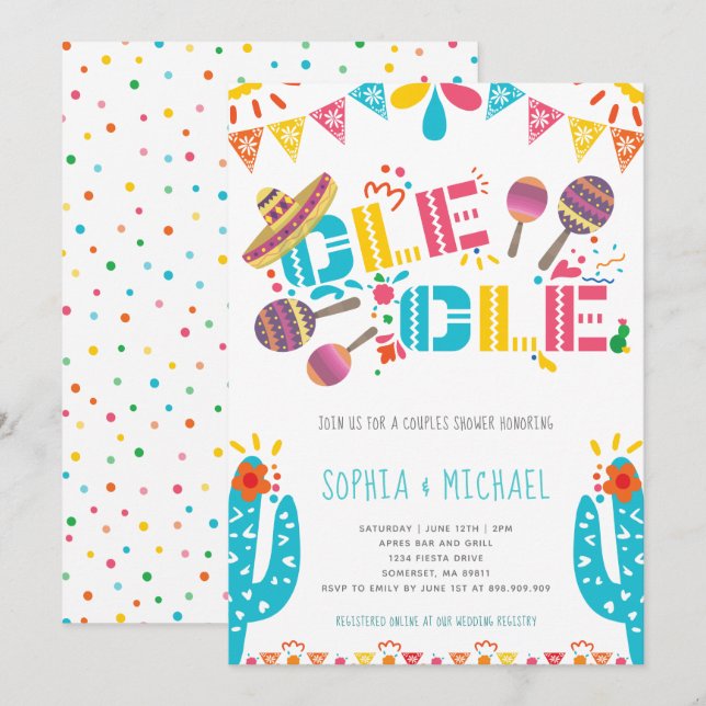 Invitation Fiesta Ole Ole Couples Fiançailles Fiesta (Devant / Derrière)