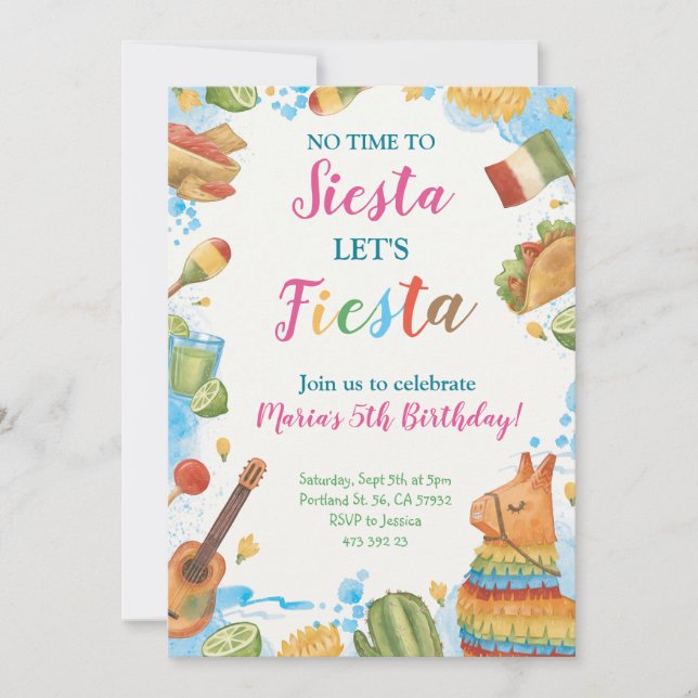 Invitation Fiesta Pas le temps de Siesta mexicaine Anniversai (Devant)