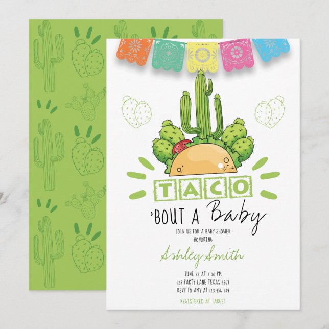 Invitation Fiesta Taco Bout Baby (Devant / Derrière)