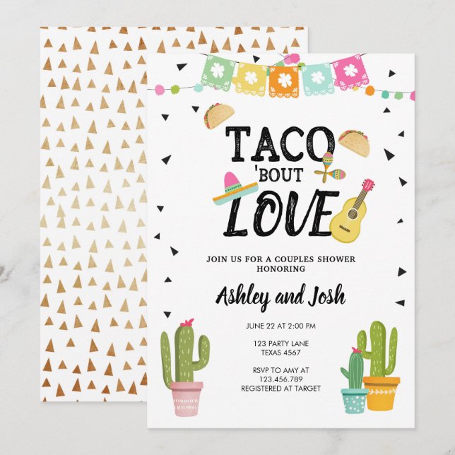 Invitation Fiesta Taco Bout Love Cactus Couples Douche (Devant / Derrière)