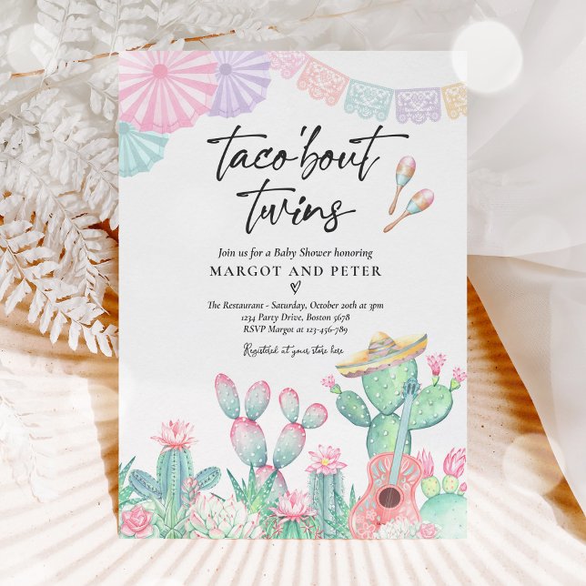 Invitation Fiesta Taco 'Bout Twins Baby shower mexicain Cactu (Créateur téléchargé)