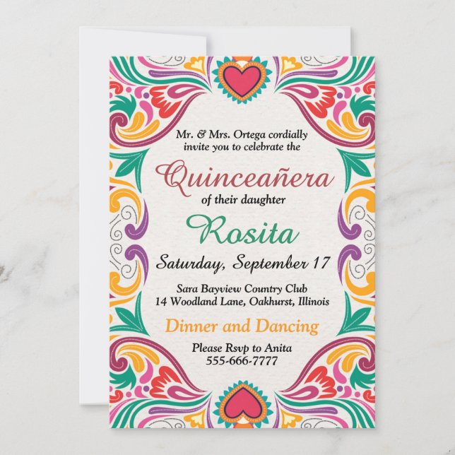 Invitation Fiesta traditionnelle frontière espagnole Quincean (Devant)