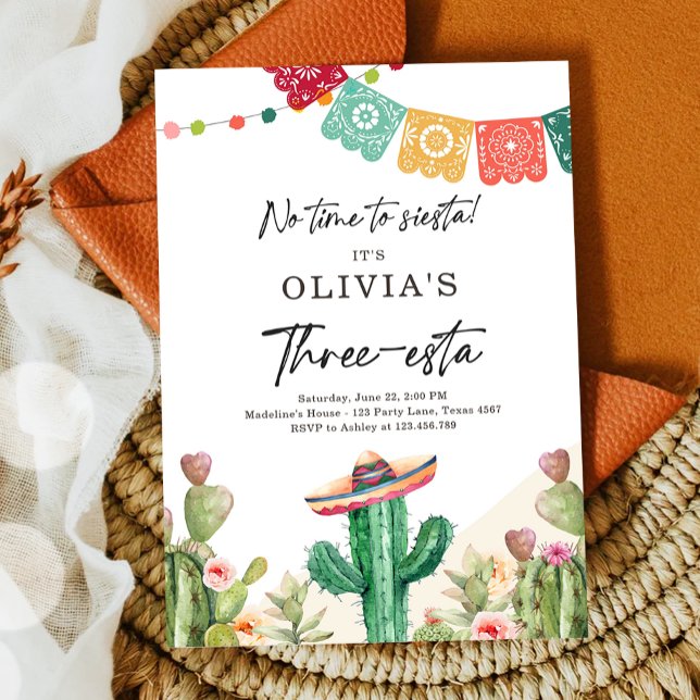 Invitation Fiesta Trois-esta Anniversaire 3e Mexic (Créateur téléchargé)