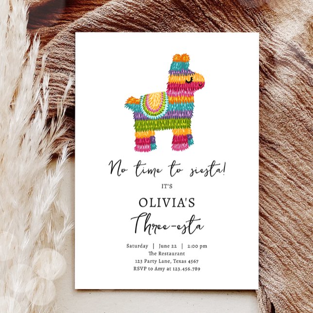 Invitation Fiesta trois esta Piñata Mexicaine 3e anniversaire (Créateur téléchargé)