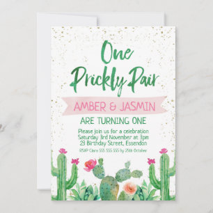 Invitation Fiesta Twins One Prickly Pair Anniversaire Invitat