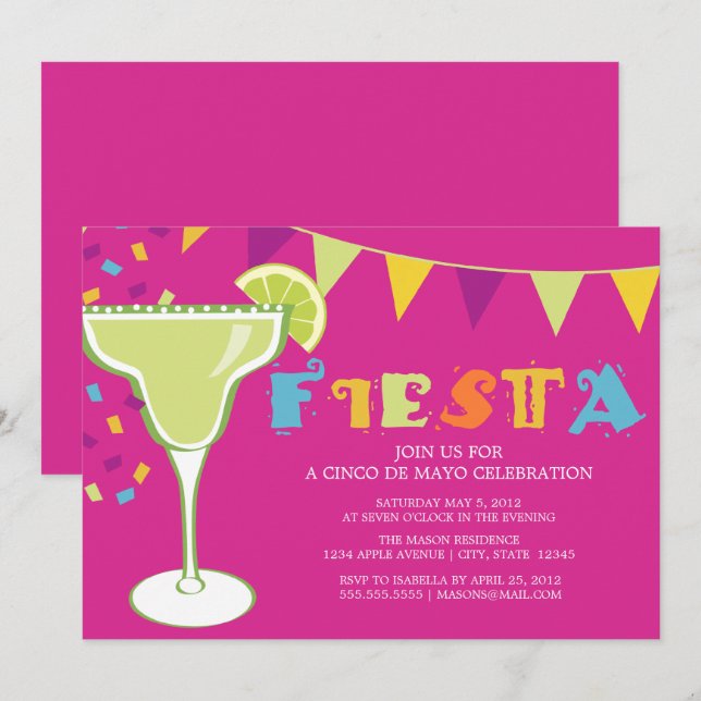 Invitation Fiesta| Violet (Devant / Derrière)