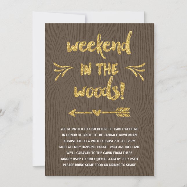 Invitation Fièvre cabine | Rustic Chic Bachelorette (Devant)