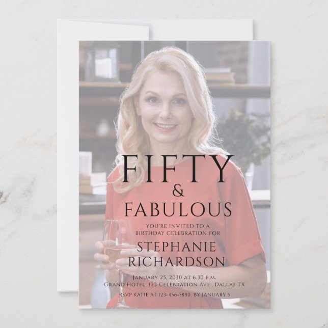 Invitation Fifty and Fabulous Photo 50th Birthday Party  (Devant)