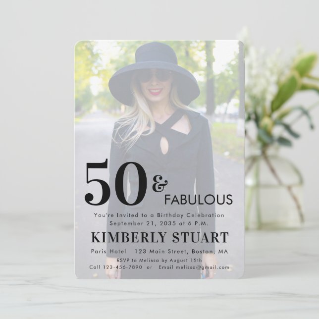 Invitation Fifty and Fabulous Photo 50th Birthday Party (Debout devant)