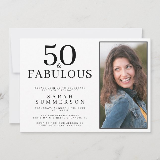 Invitation Fifty and Fabulous Photo 50th Birthday Party (Devant)