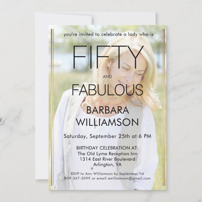 Invitation Fifty and Fabulous Photo 50th Birthday Party  (Devant)