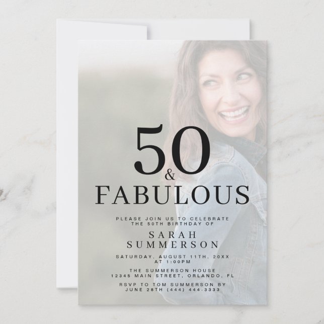 Invitation Fifty and Fabulous Photo 50th Birthday Party (Devant)