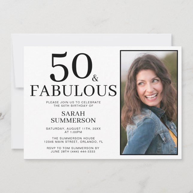 Invitation Fifty and Fabulous Photo 50th Birthday Party (Devant)